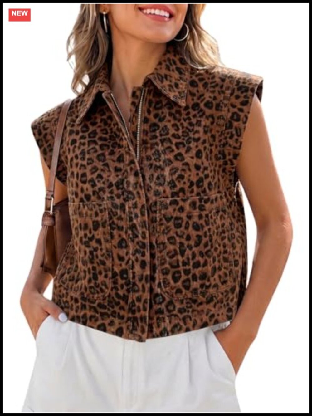 Womens Zip Up Denim Vest Top Cap Sleeve Cropped Jean Vest